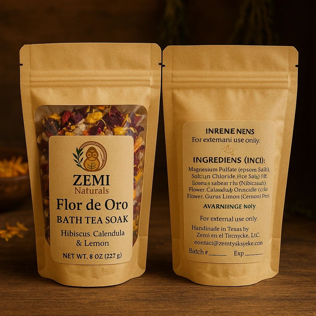 Zemi Naturals Flor de Oro botanical bath tea soak