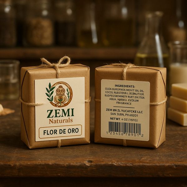 Zemi Naturals Flor de Oro botanical soap bar